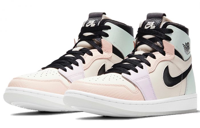 Jordan Air Jordan 1 High Zoom Air CMFT 'Пасха' Высокий Топ Винтажные Баскетбольные Кроссовки Женские Розовый Зеленый Фиолетовый — изображение 3