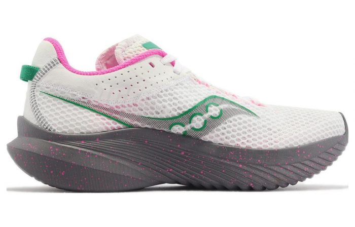 Saucony Kinvara Elite 14 Устойчивый к истиранию Низкий Топ Тренировочные Спринт Беговые кроссовки Женские Белый Розовый Зеленый — изображение 2