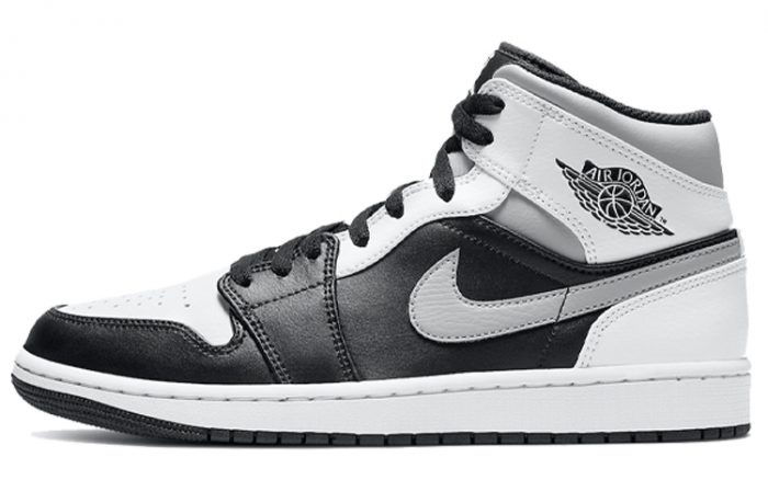 Jordan Air Jordan 1 MID 'Белый Shadow' MID Топ Винтажные баскетбольные кроссовки Мужской Черный белый серый — изображение 1