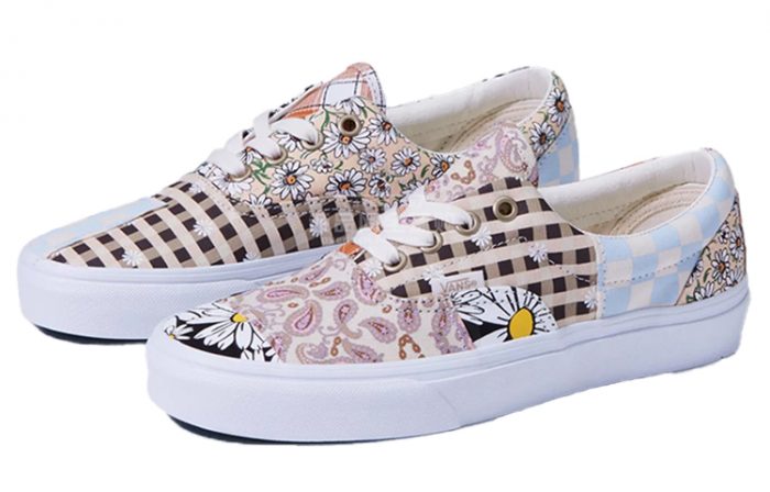 VANS Era 'Meadow Пэчворк' Era Low Топ Скейтборд Кроссовки Унисекс Белый Желтый — изображение 3