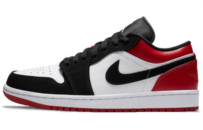 Jordan Air Jordan 1 Low 'Черный Палец' Низкий Топ Винтажные Баскетбольные Кроссовки Унисекс Черный Красный Белый — изображение 1