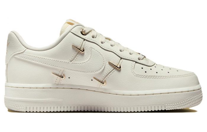 Nike Air Force 1 Мини Золотой Устойчивый к истиранию Низкий Топ Скейтборд Кроссовки Женские Белый Золотой — изображение 2