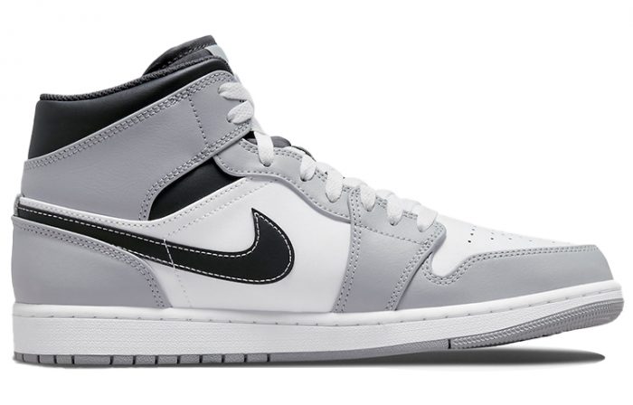 Jordan Air Jordan 1 MID 'Свет Дым GREY' MID Топ Винтажные баскетбольные кроссовки Мужской Серый белый черный — изображение 2