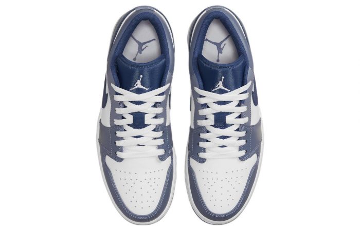 Jordan Air Jordan 1 Low Устойчивый к истиранию Низкий Топ Винтажные баскетбольные кроссовки Мужской Морской синий — изображение 4
