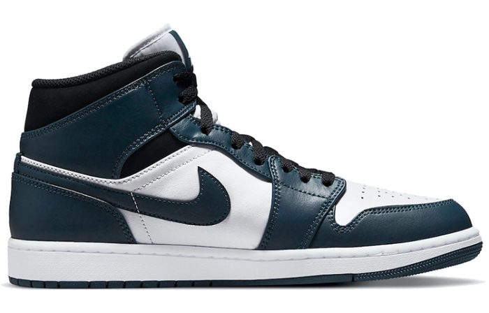 Jordan Air Jordan 1 MID 'Темный Бирюзовый' MID Топ Винтажные баскетбольные кроссовки Мужской Бело-голубой — изображение 2