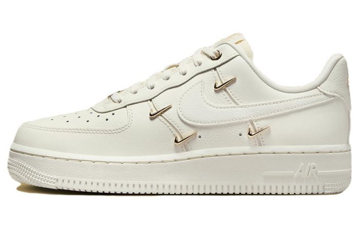 Nike Air Force 1 Мини Золотой Устойчивый к истиранию Низкий Топ Скейтборд Кроссовки Женские Белый Золотой — изображение 1