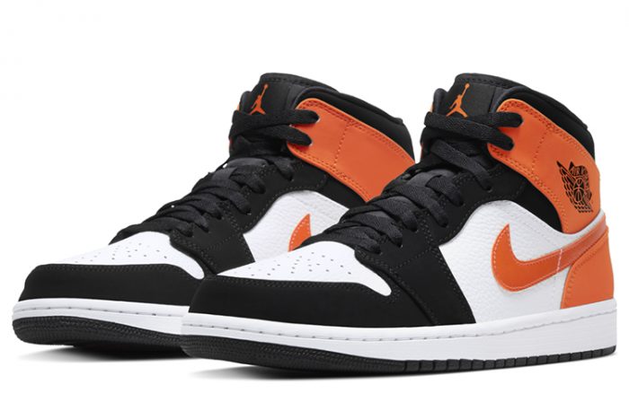 Jordan Air Jordan 1 MID SHATTERED Баскетбольный щит Амортизация MID Топ Винтажные баскетбольные кроссовки Унисекс Белый Оранжевый — изображение 3