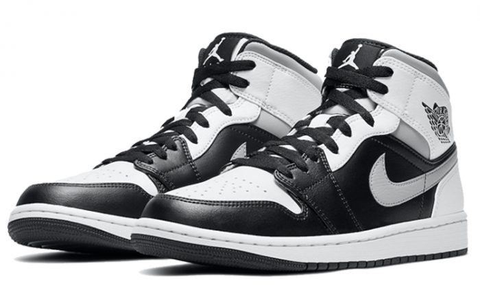Jordan Air Jordan 1 MID 'Белый Shadow' MID Топ Винтажные баскетбольные кроссовки Мужской Черный белый серый — изображение 3