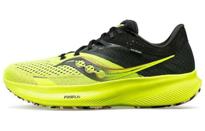 Saucony Ride 16 Противоскользящий Устойчивый к истиранию Низкий Топ Повседневные Беговые кроссовки Мужские Черные Желтые — изображение 1