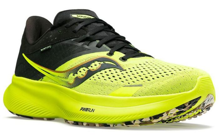 Saucony Ride 16 Противоскользящий Устойчивый к истиранию Низкий Топ Повседневные Беговые кроссовки Мужские Черные Желтые — изображение 3