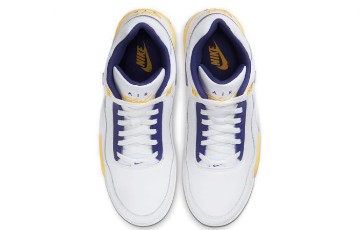 Nike Flight Legacy MID Топ Винтажные баскетбольные кроссовки Мужской Белый синий желтый Лейкерс — изображение 4