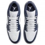 Jordan Air Jordan 1 Slip-Resistant Low Top Винтажные Баскетбольные Кроссовки Мужские Белый Синий — изображение 4