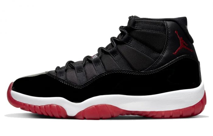 Jordan Air Jordan 11 Темно-красный цвет устойчивый к истиранию высокий топ винтажные баскетбольные кроссовки унисекс черный красный белый — изображение 1