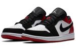 Jordan Air Jordan 1 Low 'Черный Палец' Низкий Топ Винтажные Баскетбольные Кроссовки Унисекс Черный Красный Белый — изображение 3