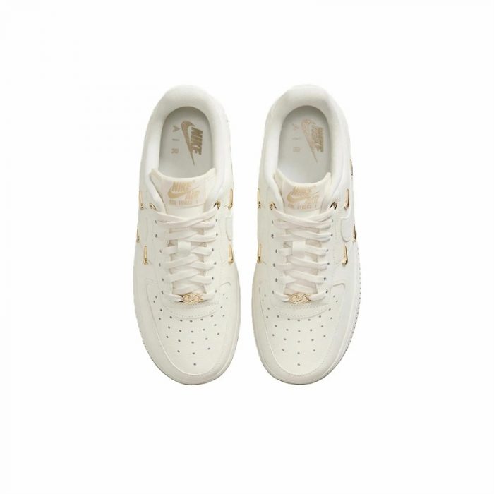 Nike Air Force 1 Мини Золотой Устойчивый к истиранию Низкий Топ Скейтборд Кроссовки Женские Белый Золотой — изображение 16