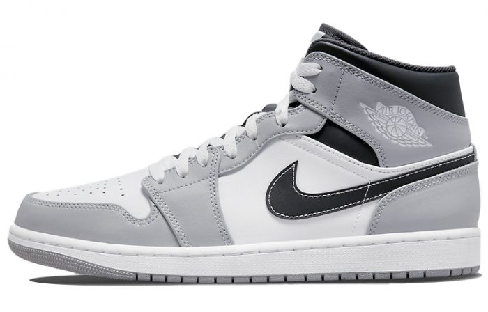 Jordan Air Jordan 1 MID 'Свет Дым GREY' MID Топ Винтажные баскетбольные кроссовки Мужской Серый белый черный — изображение 1