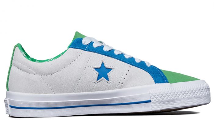 Конверс One Star Pro Slip-Resistant Low-Top Скейтборд Кроссовки Unisex Белый Зеленый Синий — изображение 2