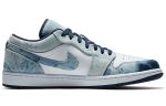 Jordan Air Jordan 1 Low SE Промытый деним Устойчивый к истиранию Низкий топ Винтажные баскетбольные кроссовки Мужские Белый Синий — изображение 2
