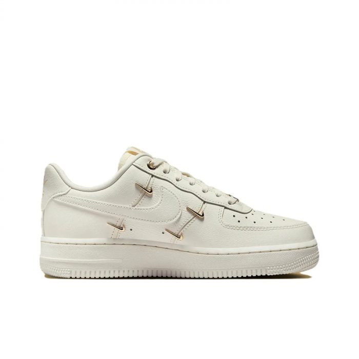 Nike Air Force 1 Мини Золотой Устойчивый к истиранию Низкий Топ Скейтборд Кроссовки Женские Белый Золотой — изображение 8