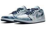 Jordan Air Jordan 1 Low SE Промытый деним Устойчивый к истиранию Низкий топ Винтажные баскетбольные кроссовки Мужские Белый Синий — изображение 3