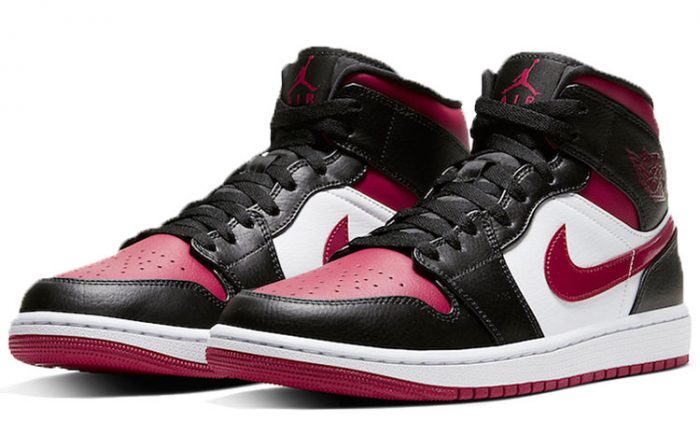 Jordan Air Jordan 1 MID Топ Винтажные баскетбольные кроссовки Мужской Черный Красный Белый — изображение 3