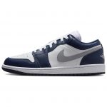 Jordan Air Jordan 1 Slip-Resistant Low Top Винтажные Баскетбольные Кроссовки Мужские Белый Синий