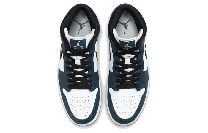 Jordan Air Jordan 1 MID 'Темный Бирюзовый' MID Топ Винтажные баскетбольные кроссовки Мужской Бело-голубой — изображение 4
