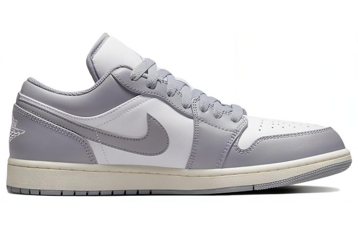 Jordan Air Jordan 1 Stealth And White Противоскользящий Низкий Топ Винтажные Баскетбольные Кроссовки Мужские Серый Белый — изображение 2