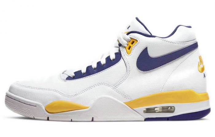 Nike Flight Legacy MID Топ Винтажные баскетбольные кроссовки Мужской Белый синий желтый Лейкерс — изображение 1