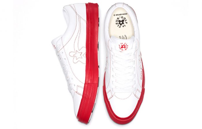 Golf Le Fleur*One x Конверс ONE STAR Slip-Resistant Shock Absorbers Low Top Skateboard Shoes Unisex White Red — изображение 4