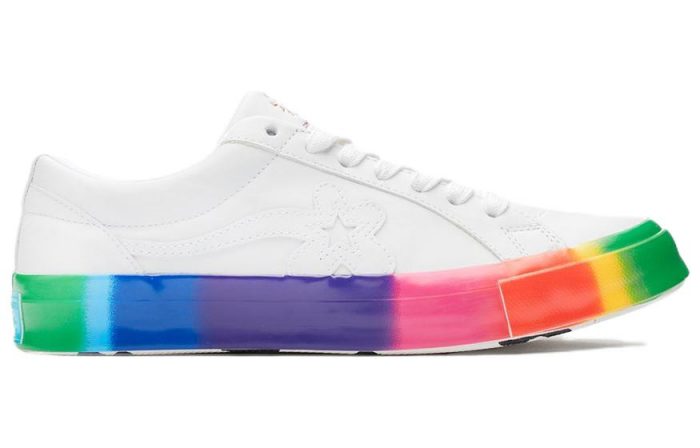 Golf Le Fleur x Конверс ONE STAR Радужный Non Slip Легкий Low Top Скейтборд Кроссовки Унисекс Белый — изображение 2