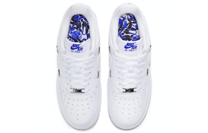 Nike Air Force 1 07 LX 'Chrome Luxe' Низкие кроссовки для скейтбординга Женские Белые Синие — изображение 4