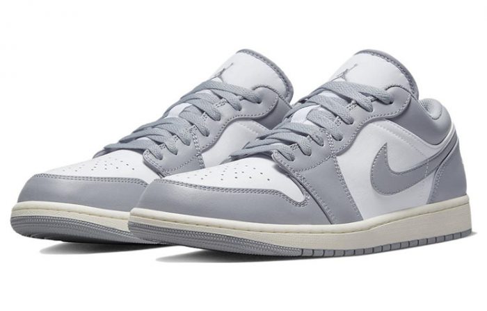 Jordan Air Jordan 1 Stealth And White Противоскользящий Низкий Топ Винтажные Баскетбольные Кроссовки Мужские Серый Белый — изображение 3