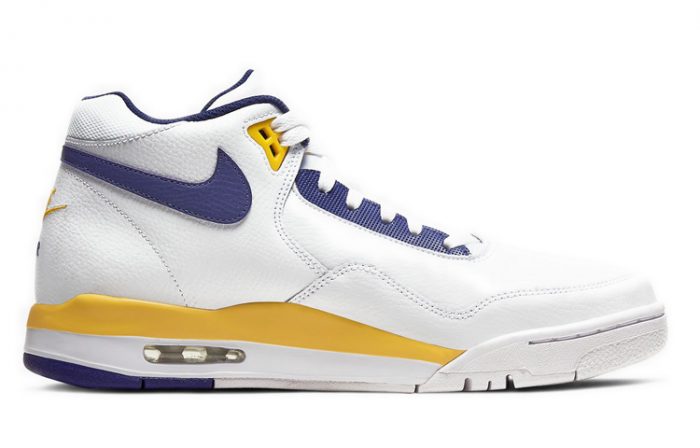 Nike Flight Legacy MID Топ Винтажные баскетбольные кроссовки Мужской Белый синий желтый Лейкерс — изображение 2