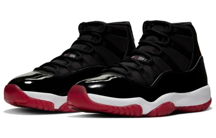 Jordan Air Jordan 11 Темно-красный цвет устойчивый к истиранию высокий топ винтажные баскетбольные кроссовки унисекс черный красный белый — изображение 3