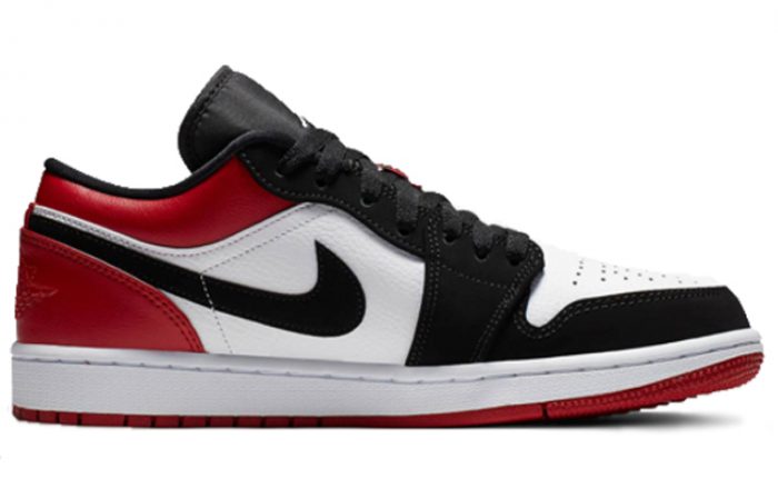 Jordan Air Jordan 1 Low 'Черный Палец' Низкий Топ Винтажные Баскетбольные Кроссовки Унисекс Черный Красный Белый — изображение 2