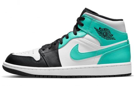 Jordan Air Jordan 1 MID 'Остров Зеленый' Высокие Топы Винтажные Баскетбольные Кроссовки Мужские Синий Черный Белый