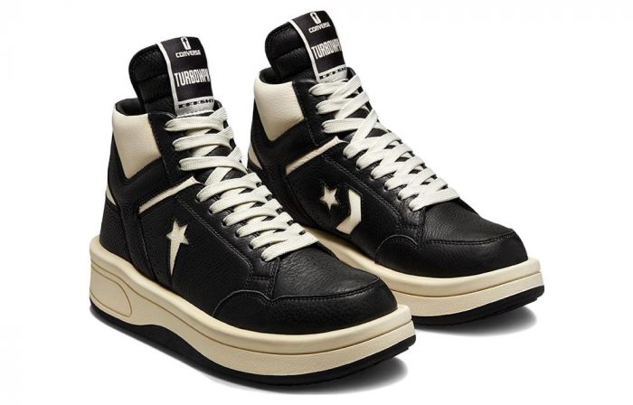Rick Owens DRKSHDW x Converse TURBOWPN MID Топ Винтажные баскетбольные кроссовки Унисекс Черный Белый — изображение 3