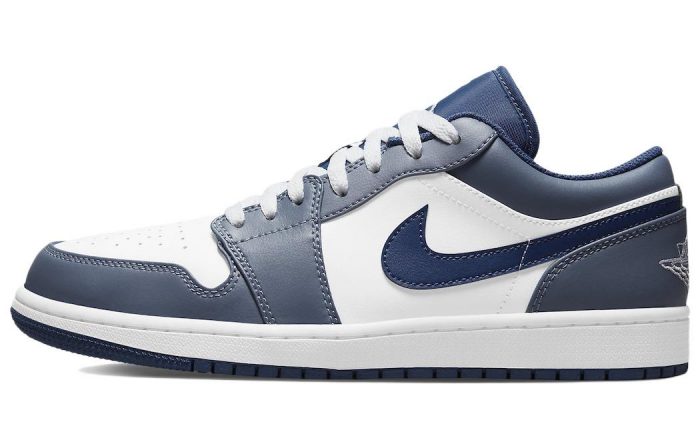 Jordan Air Jordan 1 Low Устойчивый к истиранию Низкий Топ Винтажные баскетбольные кроссовки Мужской Морской синий — изображение 1