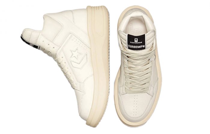 Rick Owens DRKSHDW x Конверс Weapon Collection Turbodrk MID Топ Винтажные баскетбольные кроссовки Унисекс Айвори Белый — изображение 4