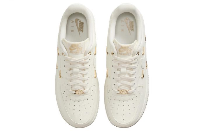 Nike Air Force 1 Мини Золотой Устойчивый к истиранию Низкий Топ Скейтборд Кроссовки Женские Белый Золотой — изображение 4