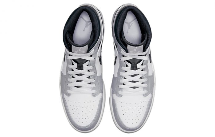 Jordan Air Jordan 1 MID 'Свет Дым GREY' MID Топ Винтажные баскетбольные кроссовки Мужской Серый белый черный — изображение 4
