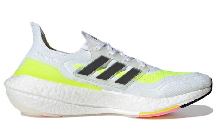 Adidas Ultraboost 21 Low Топ Марафон Тренировки Бег на длинные дистанции Обувь Унисекс Неоново-желтый Белый — изображение 2