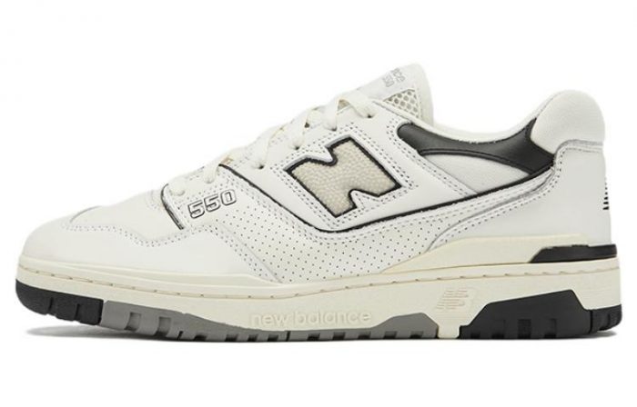 New Balance NB 550 Противоскользящий Устойчивый к истиранию Легкий Низкий Топ Винтажные Баскетбольные Кроссовки Унисекс Белый Черный — изображение 1