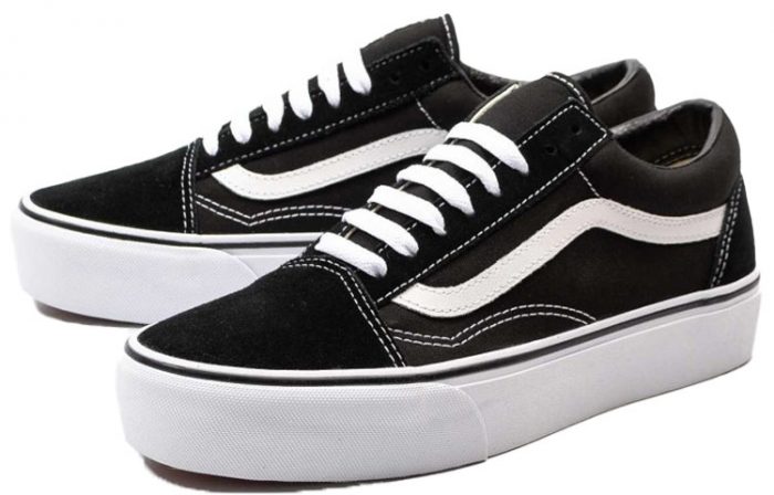 Vans Old Skool Collection Платформа Черный Белый Низкие Кроссовки для скейтбординга Унисекс Черный — изображение 4