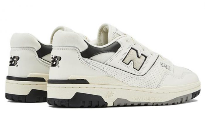 New Balance NB 550 Противоскользящий Устойчивый к истиранию Легкий Низкий Топ Винтажные Баскетбольные Кроссовки Унисекс Белый Черный — изображение 4