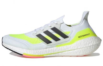 Adidas Ultraboost 21 Low Топ Марафон Тренировки Бег на длинные дистанции Обувь Унисекс Неоново-желтый Белый
