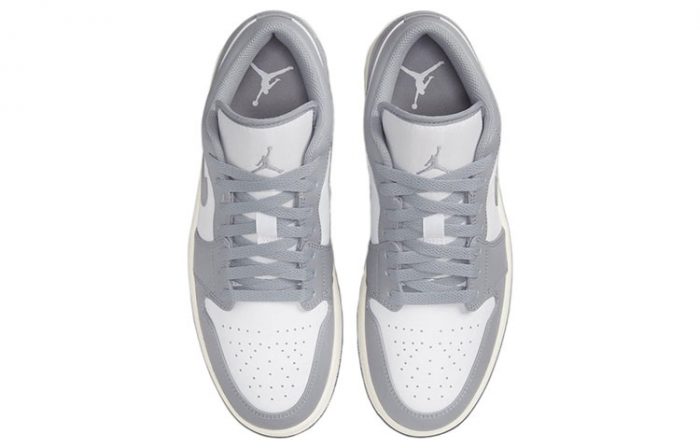 Jordan Air Jordan 1 Stealth And White Противоскользящий Низкий Топ Винтажные Баскетбольные Кроссовки Мужские Серый Белый — изображение 4