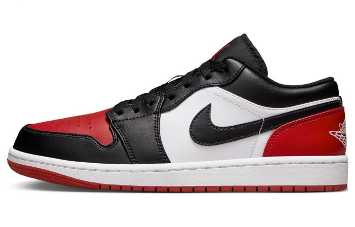 Jordan Air Jordan 1 Low 'Bred Toe' Устойчивый к истиранию Низкий Топ Винтажные Баскетбольные Кроссовки Мужские Bred Toe — изображение 1