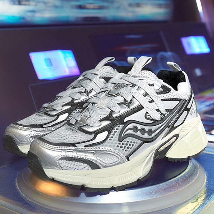 Saucony 2K CAVALRY Устойчивый к истиранию Низкий Топ Повседневный Тренировки Городской Коммутирование Беговые кроссовки Унисекс Серебристый Черный — изображение 7